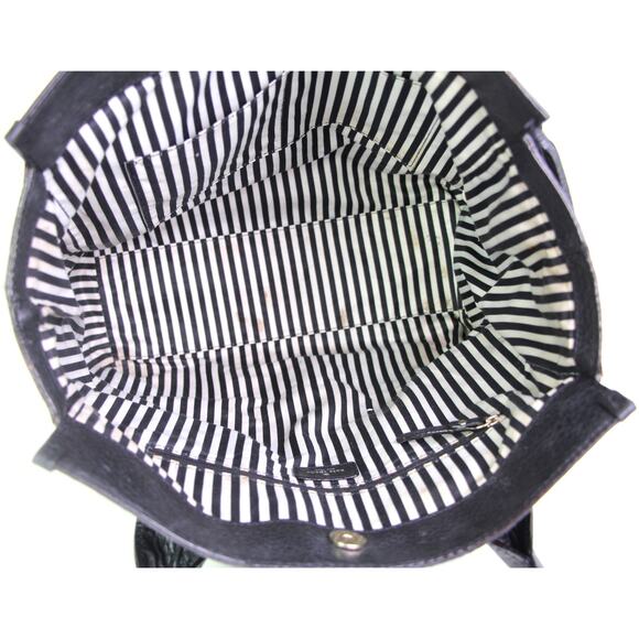 LARGE kate spade NY BLACK REAL LEATHER LOGO SATCHEL SHOULDER BAG HANDBAG PURSE - Picture 12 of 15